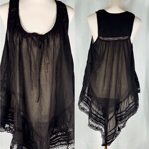 We The Free Black Sheer Lace Tank